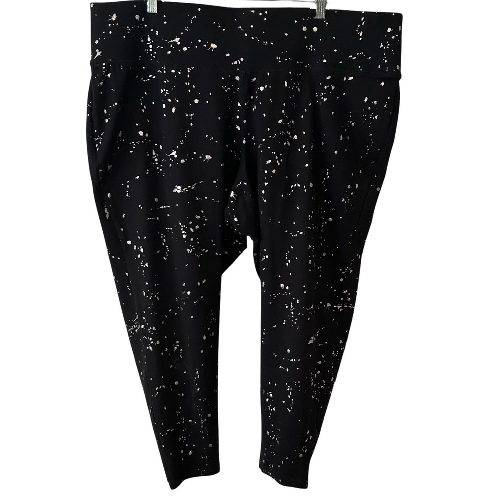 NWT Lane Bryant Livi Women's Black with Silver Splatter 7/8 Leggings in Size 26